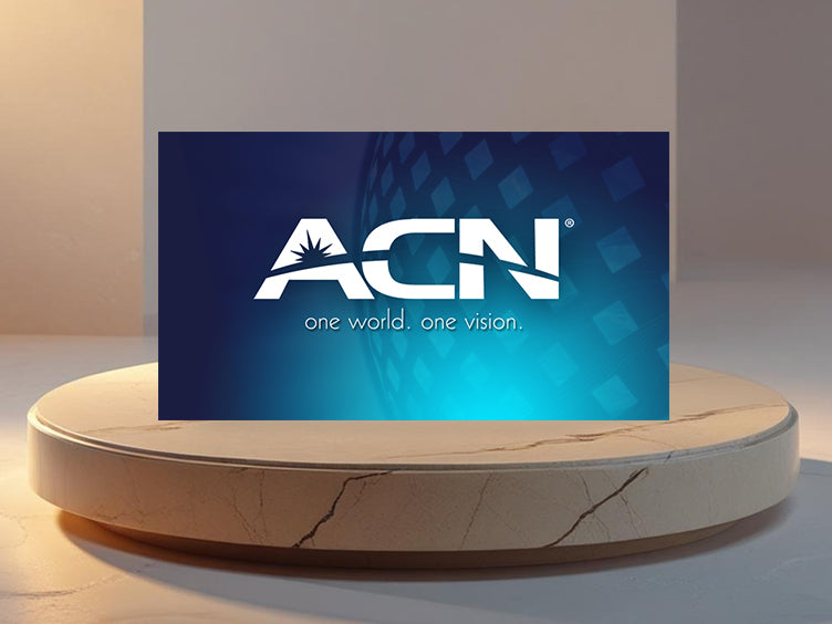 ACN Logo Back Design with Blue Gradient and Diamond Background