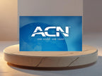 ACN Logo Back Design with Blue Globe Graphic and Slogan One World One Vision