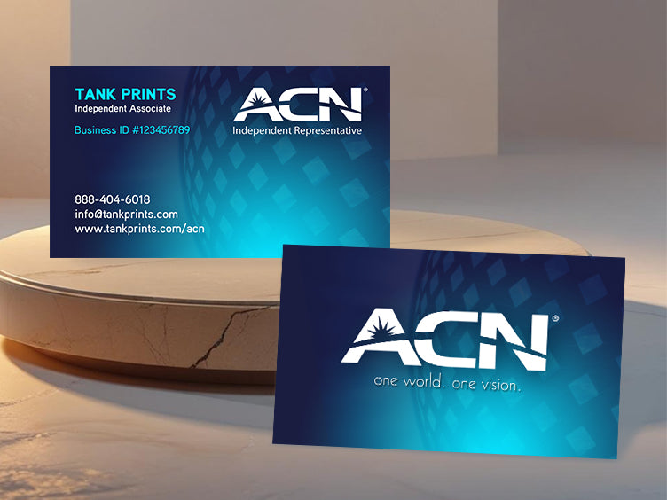 Custom ACN Business Cards with Blue Diamond Gradient Background for Independent Representatives
