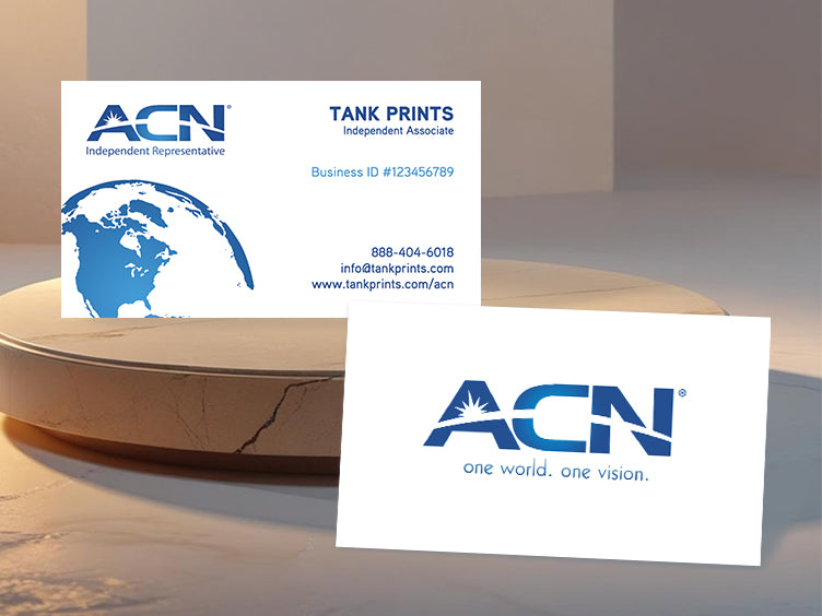 Minimalist ACN Business Card with White Background and Partial Blue Globe Design