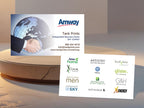 Amway business card handshake globe design – front and back