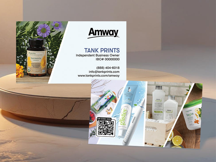Amway business card botanical wellness layout front and back