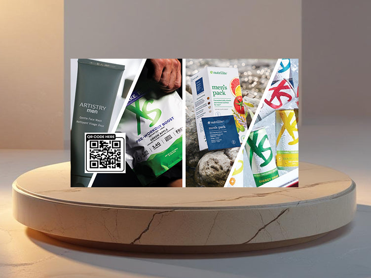 Amway business card back with Amway product line logos