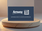 Amway business card back with Amway logo and optional QR code