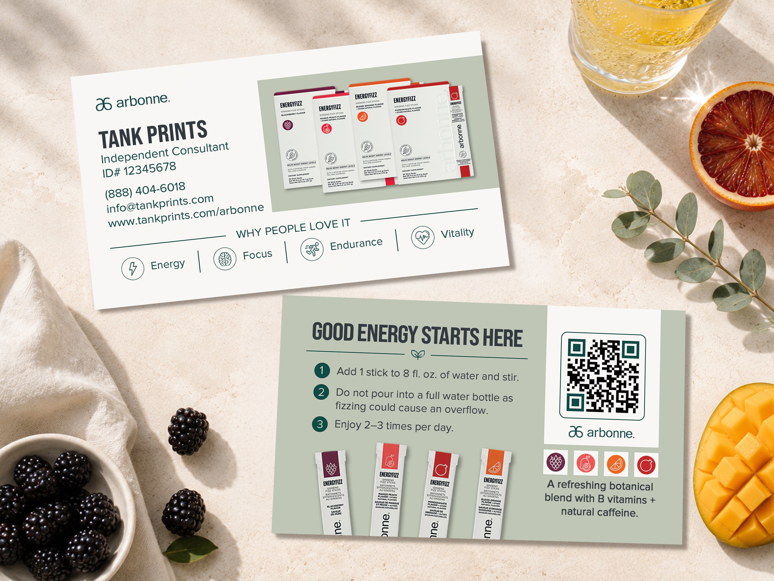 Tarjeta Arbonne EnergyFizz | Buena energía