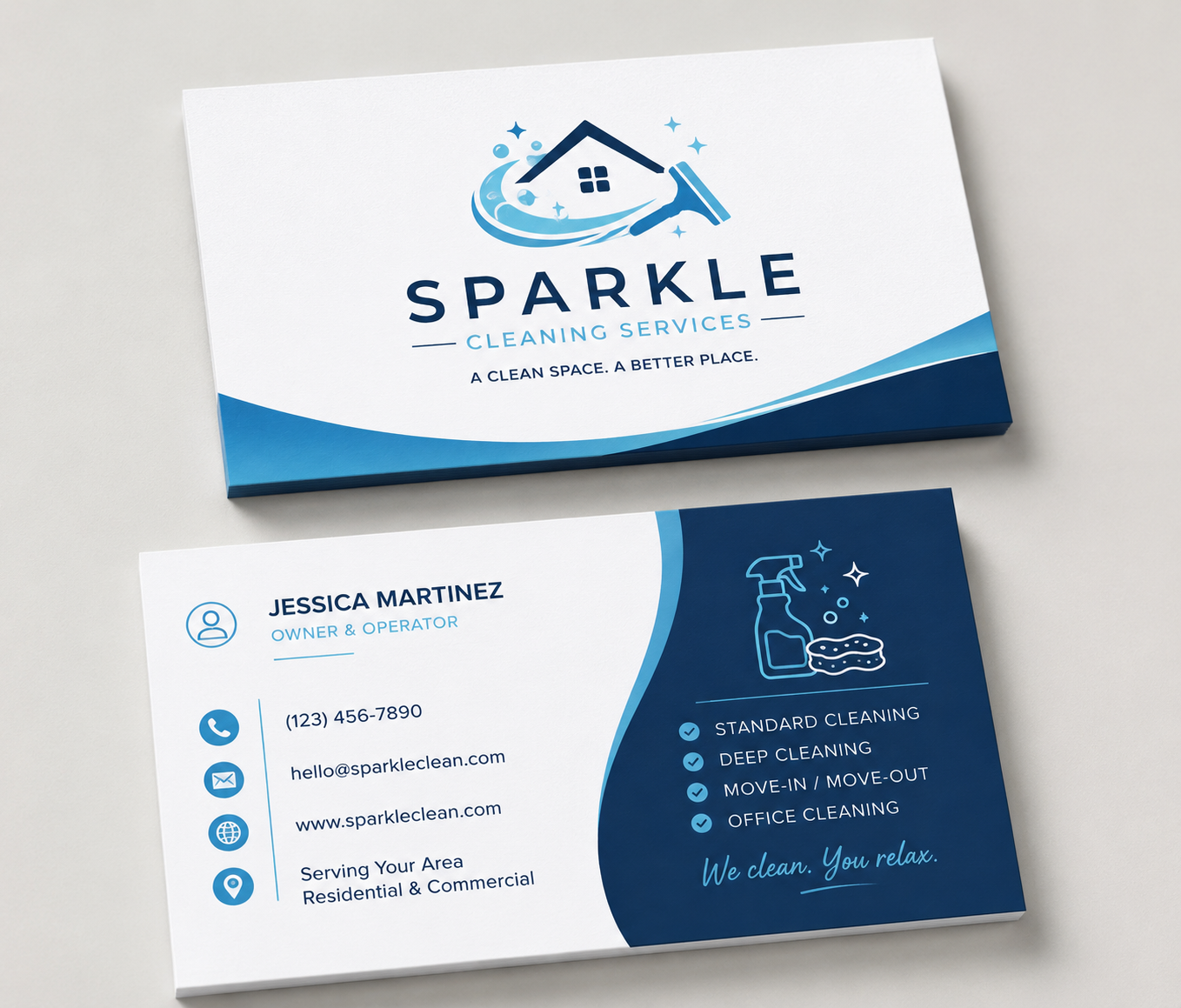 Custom Cleaning Service Business Cards